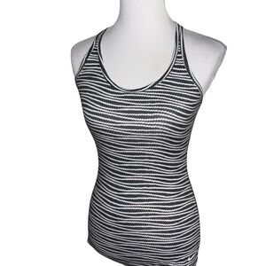 Nike Striped Tank Top Black and White Fitted Womens